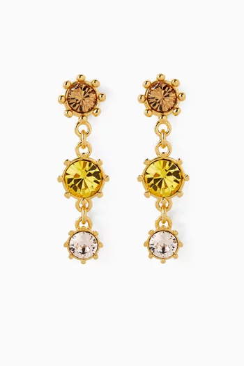Crystal Drop Earrings in Gold-tone Brass
