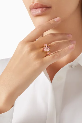 Faceted Crystal Ring in Gold-tone Brass