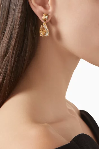 Crystal Drop Earrings in Gold-tone Brass