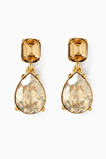 Crystal Drop Earrings in Gold-tone Brass