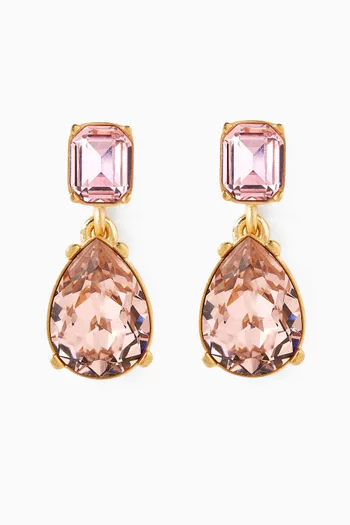 Crystal Drop Earrings in Gold-tone Brass
