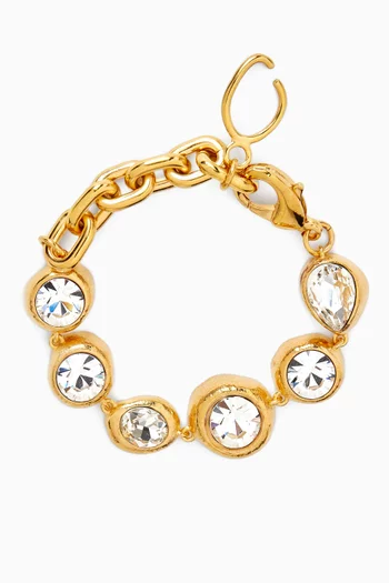 Hammered Stones Chain Bracelet in Gold-tone Brass