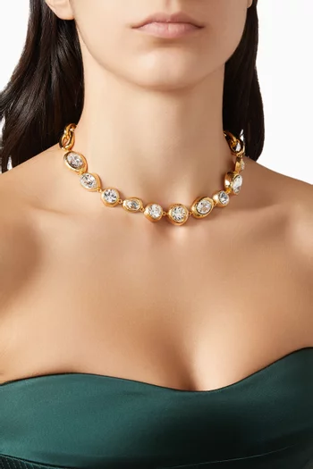 Hammered Stones Chain Necklace in Gold-tone Brass