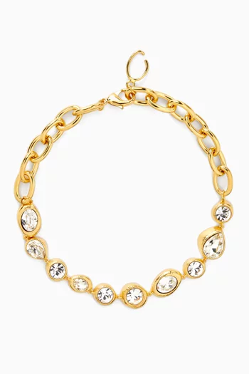 Hammered Stones Chain Necklace in Gold-tone Brass