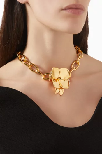 Gold Blossom Chain Necklace in Gold-tone Brass