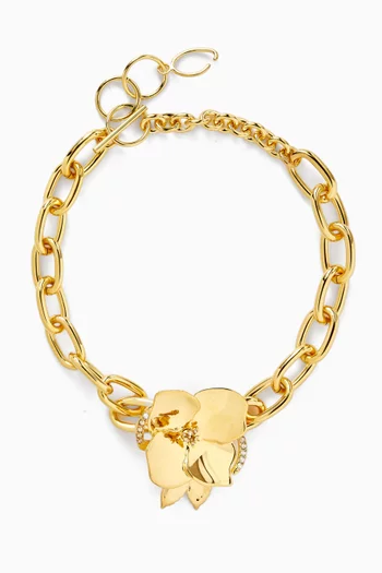 Gold Blossom Chain Necklace in Gold-tone Brass