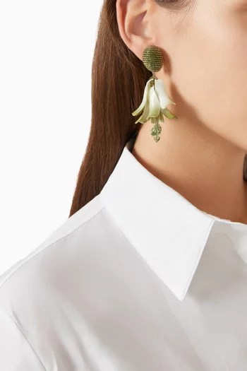 Petal Dangle Clip-on Earrings in Gold-tone Brass