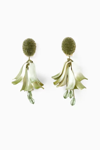 Petal Dangle Clip-on Earrings in Gold-tone Brass