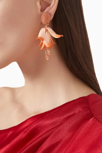 Petal Dangle Clip-on Earrings in Gold-tone Brass