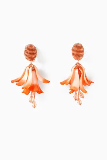 Petal Dangle Clip-on Earrings in Gold-tone Brass