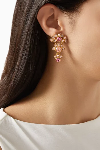 Crystal Arch Drop Earrings in Gold-tone Brass