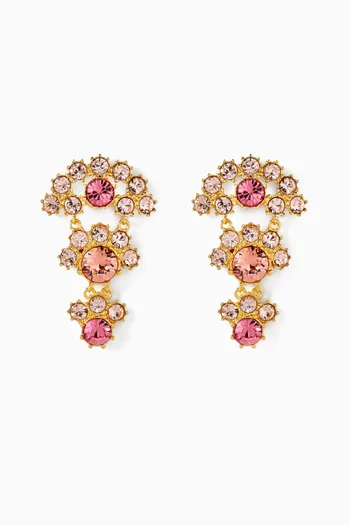 Crystal Arch Drop Earrings in Gold-tone Brass