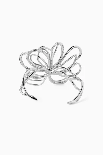 سوار بحلية زهرة بسلك نحاس بلون فضي