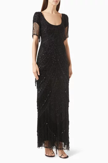 Bead-embellished Dress in Mesh
