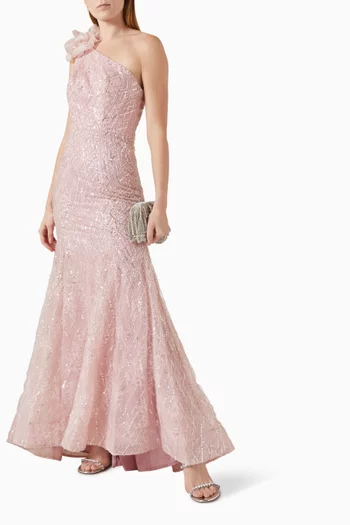 One-shoulder Trumpet Gown