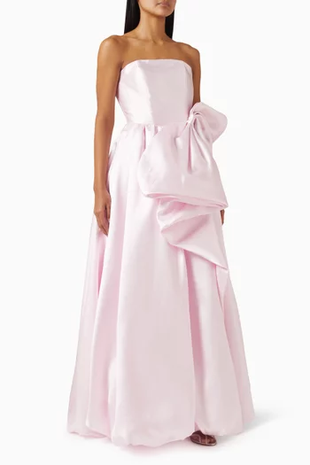 فستان سهرة بتصميم منفوخ بلا حمالات ميكادو