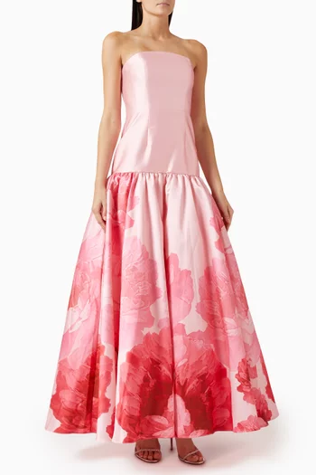 فستان سهرة بتنورة واسعة وخصر منخفض ميكادو