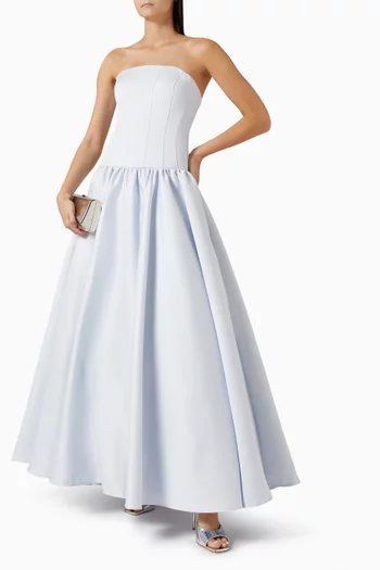 فستان سهرة بخصر منخفض ستان