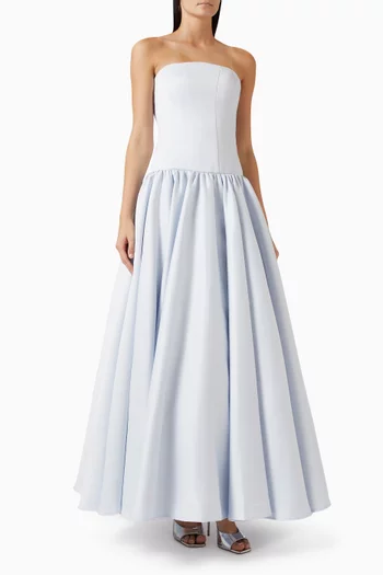 فستان سهرة بخصر منخفض ستان