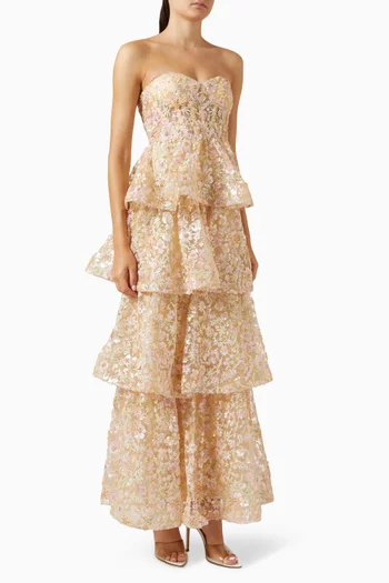 beige dress with sleeves Mac Duggal 67492 – Mia Bella The Label main image 1