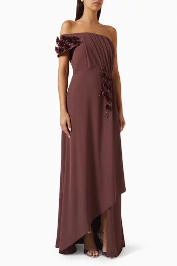 Off-shoulder Gown in Crepe