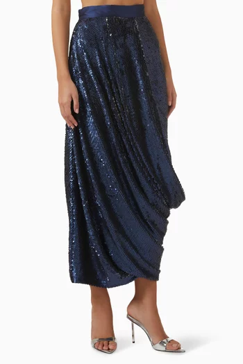 Paillet Draped Maxi Skirt