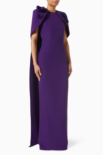 فستان لينوكس طويل مزين بزهور كريب