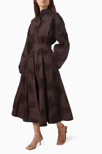 تنورة طويلة بزهور بارزة قطن