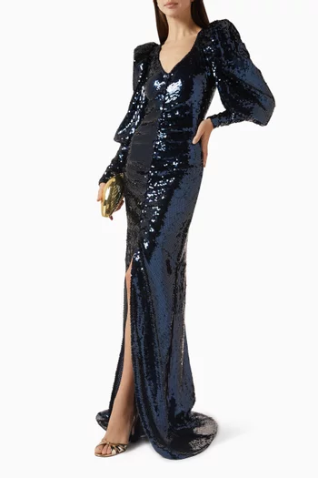 فستان سهرة مطرز بالترتر