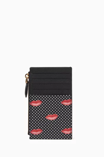 Cardholder in Lip-printed Saffiano Leather