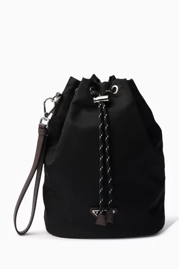 Speedrock Drawstring Pouch in Re-Nylon & Leather
