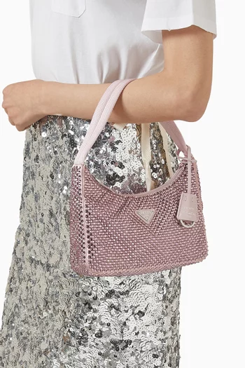 Mini Re-Edition 2005 Crystal-studded Bag in Satin