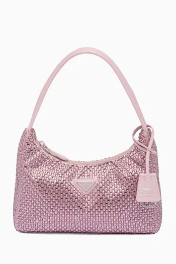 Mini Re-Edition 2005 Crystal-studded Bag in Satin