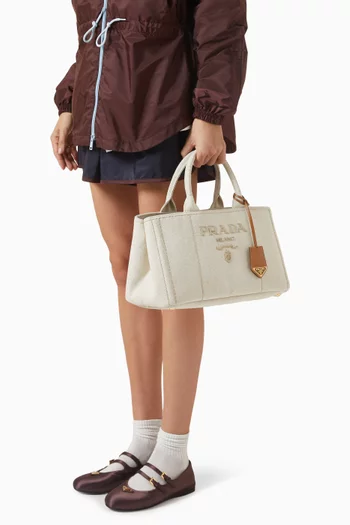 Large Jardinière Bag in Linen & Canvas