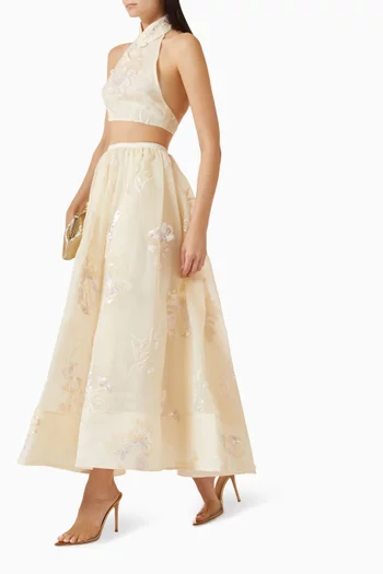 تنورة فالنتينا طويلة شيفون