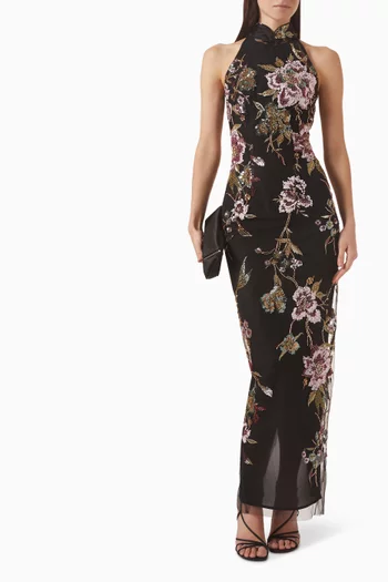 فستان باركر مزين بتطريزات قماش شبكي