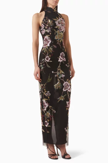 فستان باركر مزين بتطريزات قماش شبكي