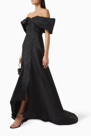 Off-shoulder Draped Mermaid Gown