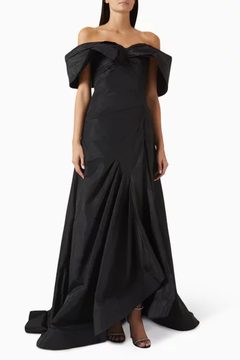 Off-shoulder Draped Mermaid Gown