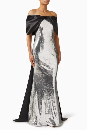 Sequin-embellished Bow Gown