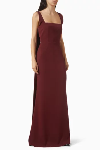 Square-neck Cape Maxi Dress