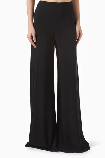 High-waist Wide-leg Pants in Poly Lycra