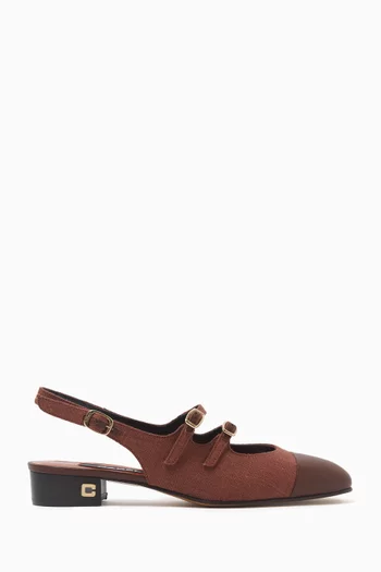 حذاء كلاسيك أبريكوت بسير خلفي وكعب 20 مم قنب