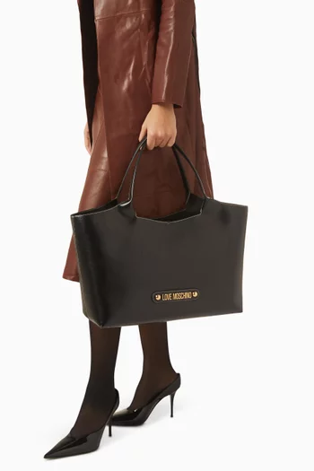 Large Shopper Tote in Faux Leather