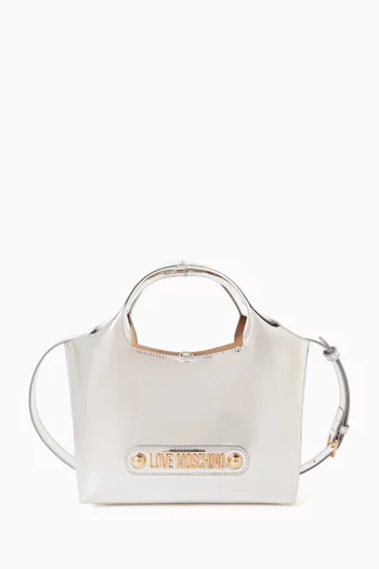 Mini Shopper Tote Bag in Faux Mirror Leather