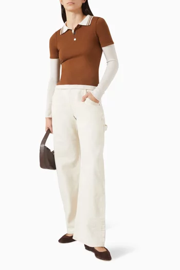 تي شيرت بولو بطبقتين مزيج كشمير