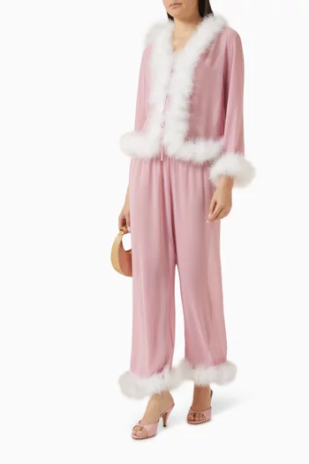 Afrodita Feather-trim Pyjama Set
