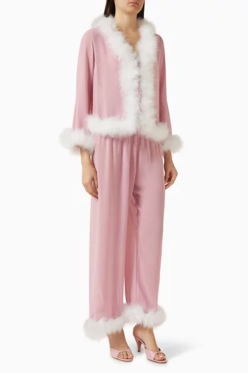 Afrodita Feather-trim Pyjama Set
