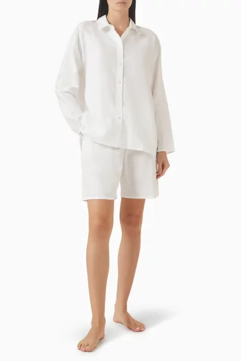 قميص بقصة فضفاضة قطن كتان