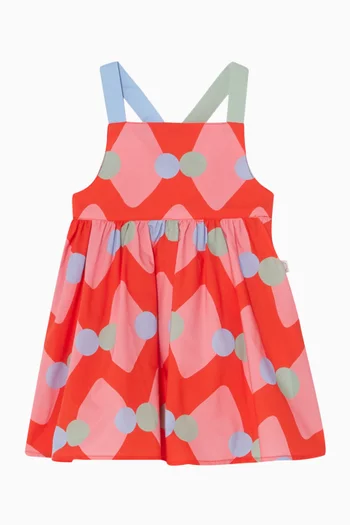 فستان بحمالات متقاطعة في الخلف ونقشة خطوط متعرجة